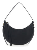 Shoulder Bag Romy Half Moon with Adjustable and Removable Strap Design in Black Hammered Leather for Women Cow