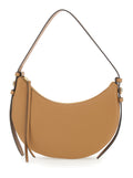 Romy Half Moon Beige Shoulder Bag with Adjustable and Removable Strap in Grained Leather Woman Cow