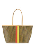 Tote bag The Racer with All-Over Print and Multicolor Cotton Blend Stripes for Women Linen