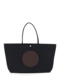 Ella Twist Tote Bag with Two Top Handles and Logo on Front in Black Ecoleather for Women Polyamide