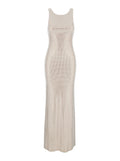 Helios Pink Long Sleeveless Dress With All-Over Sequins Decoration Tech Fabric For Women
