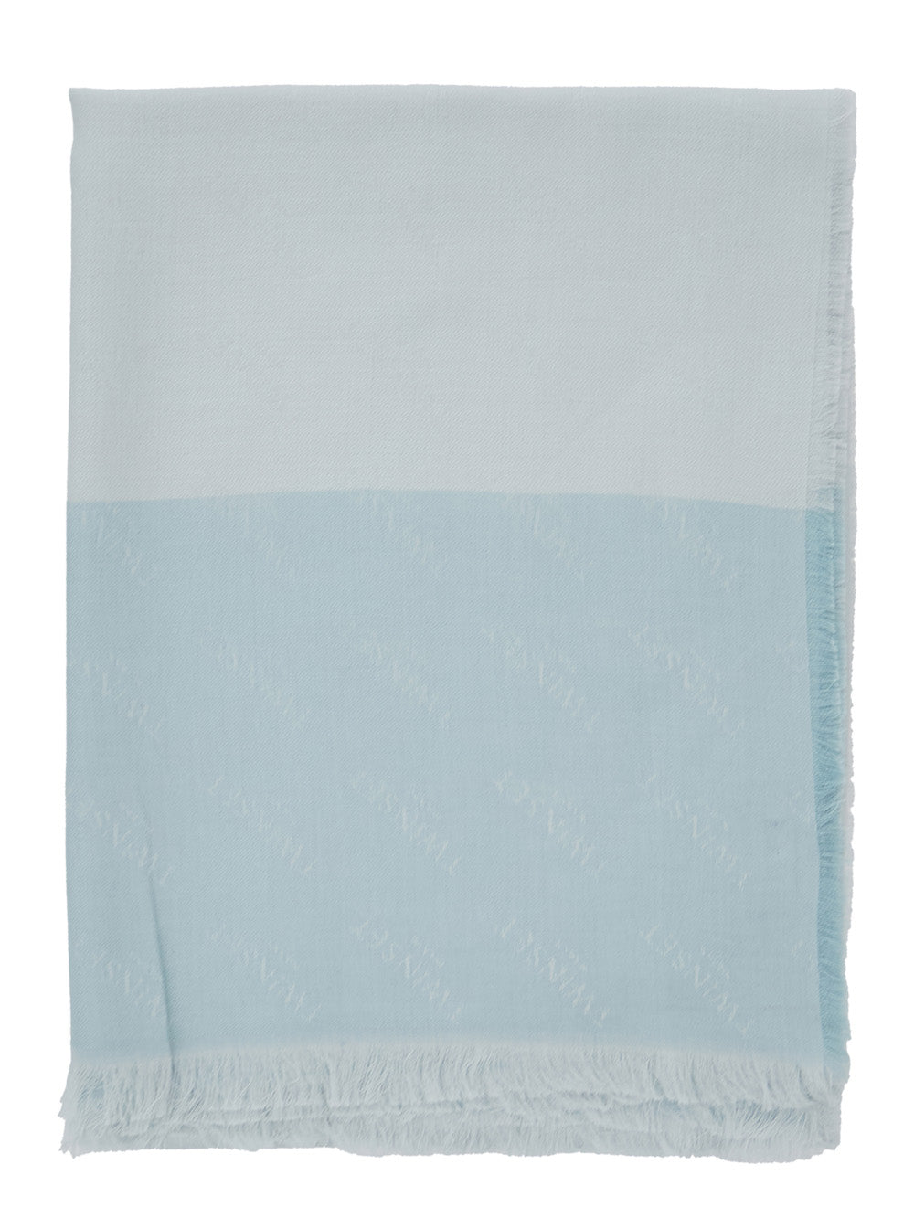 Fringed Edge Scarf in Blue Wool Blend for Women Light Polyester Scarfs And Foulards