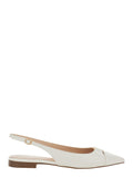 Ballet shoes with Pointed Design and Adjustable Strap in White Leather for Women Fabric Ballerinas