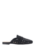 Black MULE with Fabric Upper and Rubber Sole for Women Polyester Flat Shoes