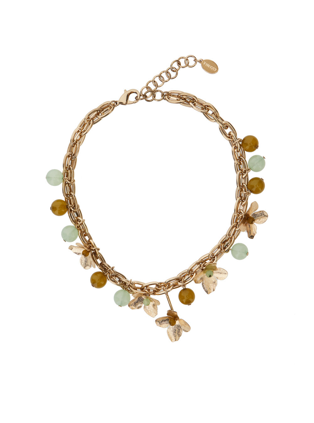 Necklace FLOWER + STONE in Metallic Metal for Women Brass Necklaces