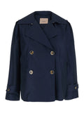 Short Double-breasted Trench Coat in Blue Tech Fabric for Women Blu Cotton Polyamide Outerwear