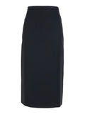Skirt with Zip Closure on the Back and Logo Plate in Black Fabric for Women Polyester Viscose