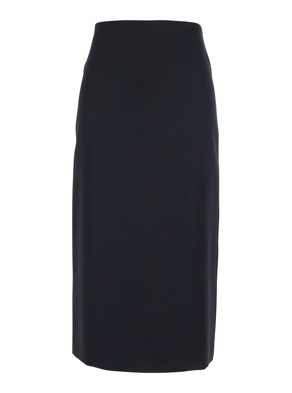 Skirt with Zip Closure on the Back and Logo Plate in Black Fabric for Women Polyester Viscose