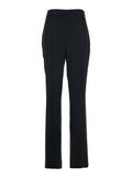 High-Waisted Pants with Zip Closure and Logo Plate on the Back Black Acetate Polyester Trousers