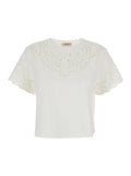 KNITWEAR - White Long Sleeve Sweater with Round Neck In Cotton Women Tshirts And Polo Shirts