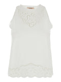 White Top with Cotton Lace Details for Women Tops