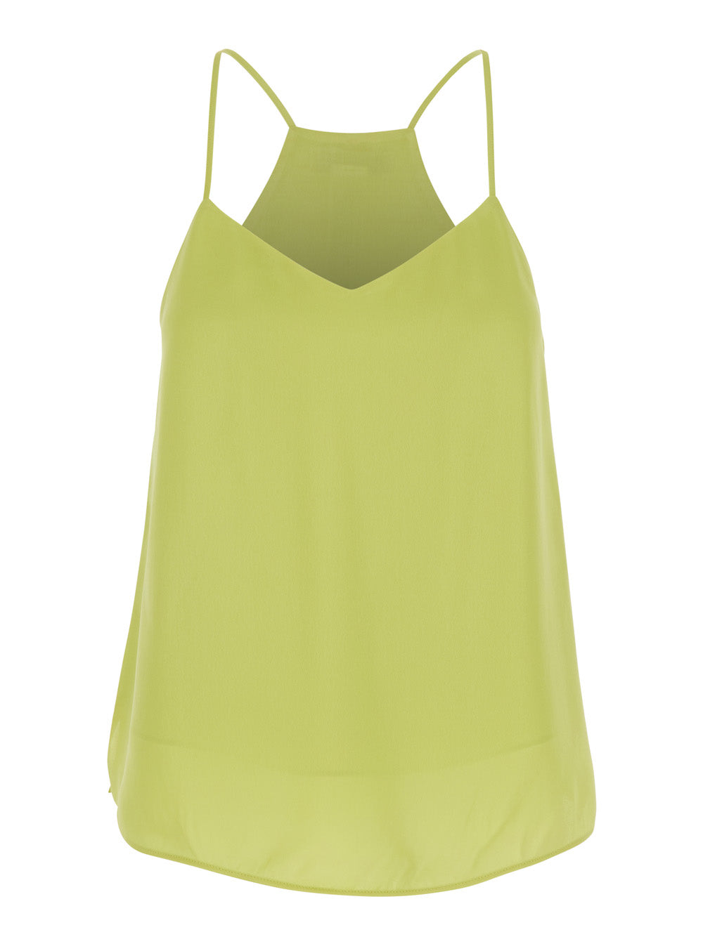 Green Top with V-Neck in Viscose for Women Tops