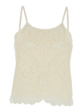 Round Neck Top with Lace Design in Cotton Blend White Women Polyamide Tops