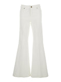 Wide Leg Jeans with Logo Patch on the Back and in White Denim for Women Cotton Elastane