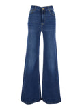 Five-pocket design jeans with faded effect in blue denim for women Blu Cotton Lyocell Elastane