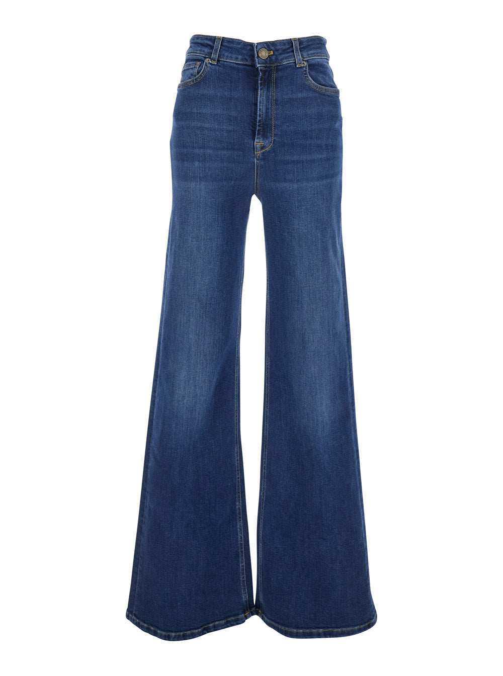 Five-pocket design jeans with faded effect in blue denim for women Blu Cotton Lyocell Elastane