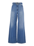 Five-pocket design jeans with belt and faded effect in blue denim for women Blu Cotton
