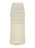White Skirt with Ruffles and Perforated Design in Wool Blend for Women Viscose Polyamide