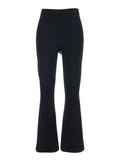 Black Ribbed Design Pants for Women Viscose Polyamide Elastane Trousers