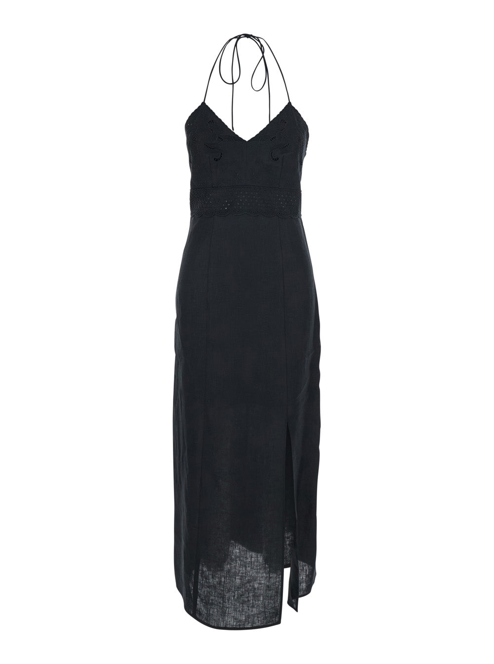 Embroidery Black Linen Dress - IT 40