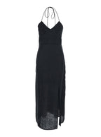 Embroidery Black Linen Dress - IT 40