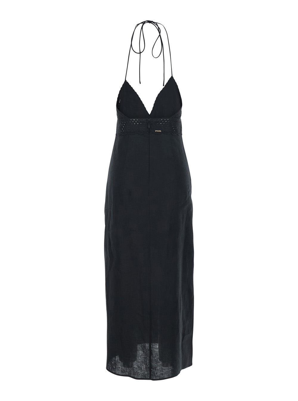 Embroidery Black Linen Dress - IT 40