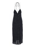 Embroidery Black Linen Dress - IT 40