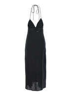 Embroidery Black Linen Dress - IT 40