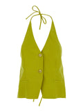2 Button Yellow Dress Lyocell And Linen For Women Blazers