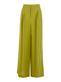 Wide Leg Pants Green with High Waist in Lyocell and Linen for Women Trousers