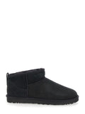 Womens Ultra Mini Black Suede Ankle Boots Leather