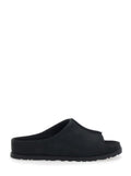 M OTZO SLIDE Black Sandals with Leather Details for Women Flat Shoes