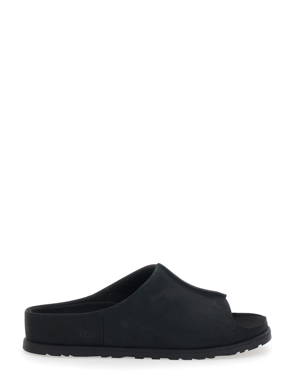 M OTZO SLIDE Black Sandals with Leather Details for Women Flat Shoes