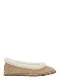Ballet shoes Zora with Side Logo Lettering in Brown Suede for Women Beige Leather Other Ballerinas