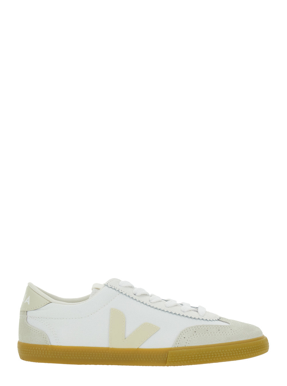 Sneaker Volley Low Top with Logo Patch on the Side and Lettering Back in White Fabric Unisex Canvas