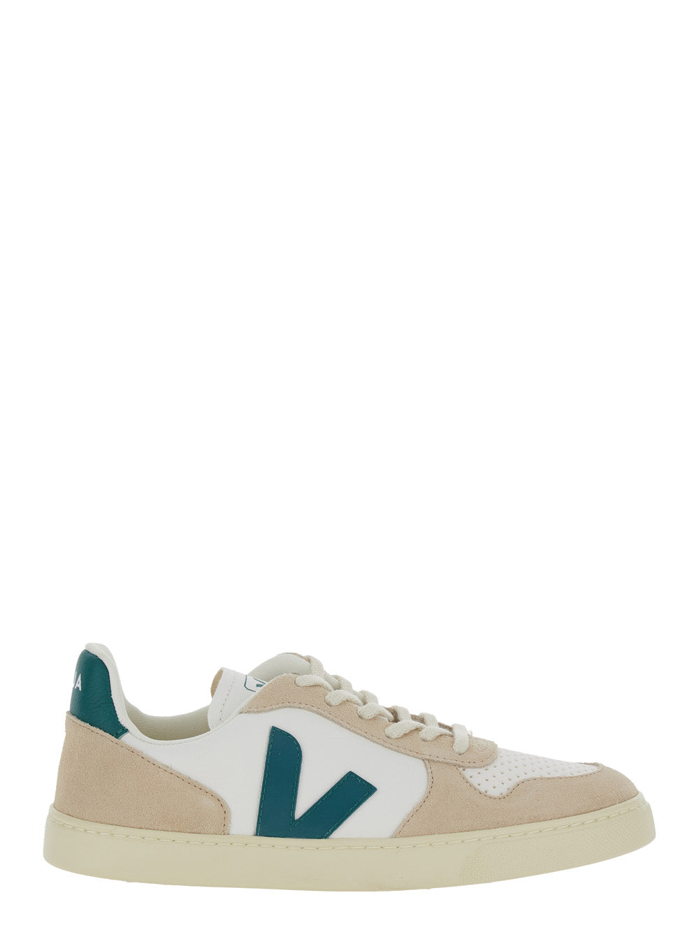 Sneakers SMALL V-10 White with leather detail for Women Organic Traced