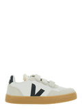 Sneaker V-90 Low Top with Logo Patch on the Side and Contrast Heel Leather Lettering for Kids White Organic Traced