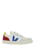 Sneaker V-90 Low Top with Logo Patch on the Side and Contrasting Heel Leather Lettering for Kids White Organic Traced