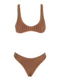 Brown Sbambato Bikini with Stud Decoration in Tech Fabric Beachwear