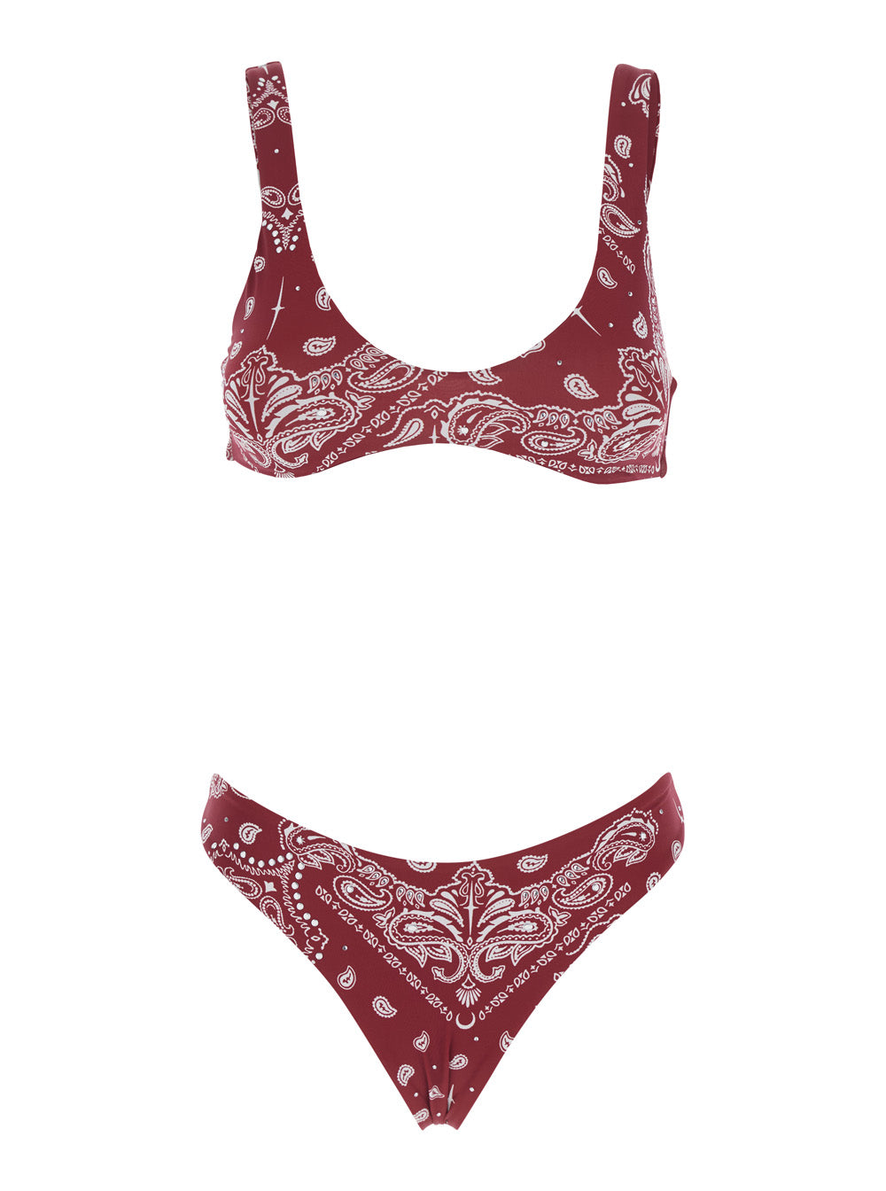 Multicolor High Cut Bikini with Brazilian Bottoms and All-Over Print in Tech Fabric Stretch Woman Polyamid Elastam Beachwear