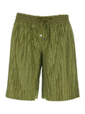 Green Shorts Swimsuit with Elastic Waist and Drawstring in Tech Fabric for Women Polyamide Bermuda