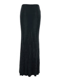Skirt With Draped Detail On The Front And All-Over Sequin Stripe Decoration Black Stretch Tech Fabric For Women - S