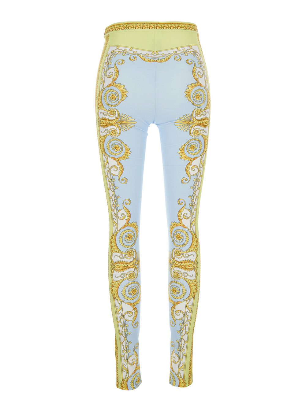 Multicolor Leggings with All-Over Baroque Print in Stretch Fabric for Women Nylon Elastane Trousers