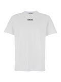 White Crew Neck T-Shirt with Logo Lettering on the Front in Cotton for Men Tshirts And Polo Shirts