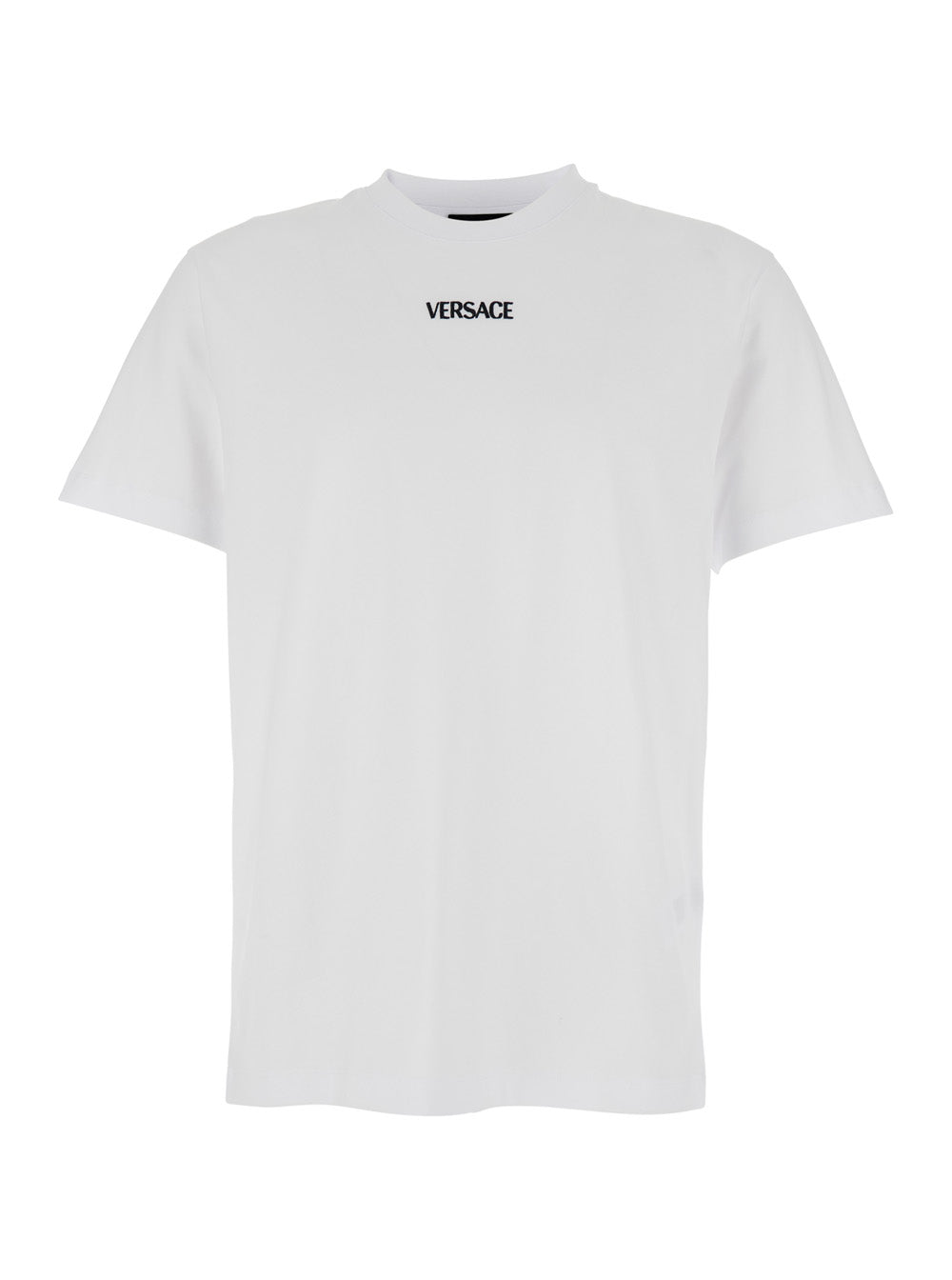 White Crew Neck T-Shirt with Logo Lettering on the Front in Cotton for Men Tshirts And Polo Shirts