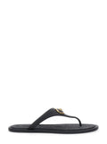 Black Sandals with Medusa Detail In Rubber for Women Thermoplastic Polyurethane Flat Shoes