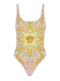 Multicolor One-Piece Swimsuit with All-Over Medusa Print in Tech Fabric for Women Nylon Elastane Beachwear