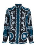 Blue Shirt with Classic Collar and All-Over Silk Print for Men Blu Blouses
