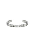 Silver Bracelet with Greca Motif and Logo Lettering Impressed in Brass for Men Metallic