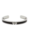 Black Enamelled Rigid Bracelet With Medusa Plate And Greek Engraving Brass For Men
